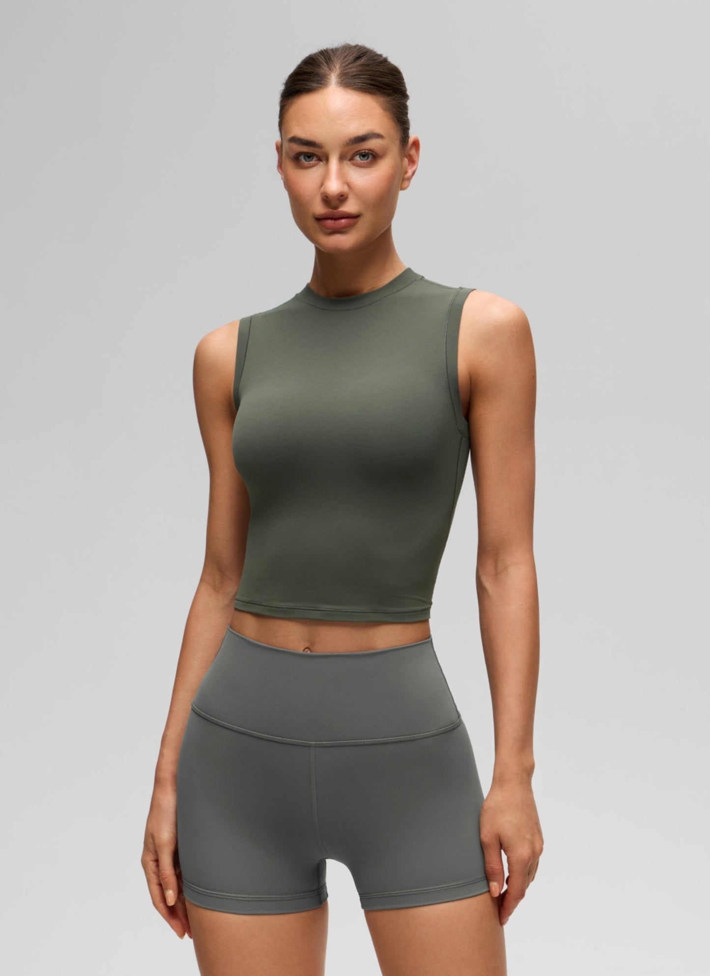 Softembrace High Neck Basic Crop Tight Tank