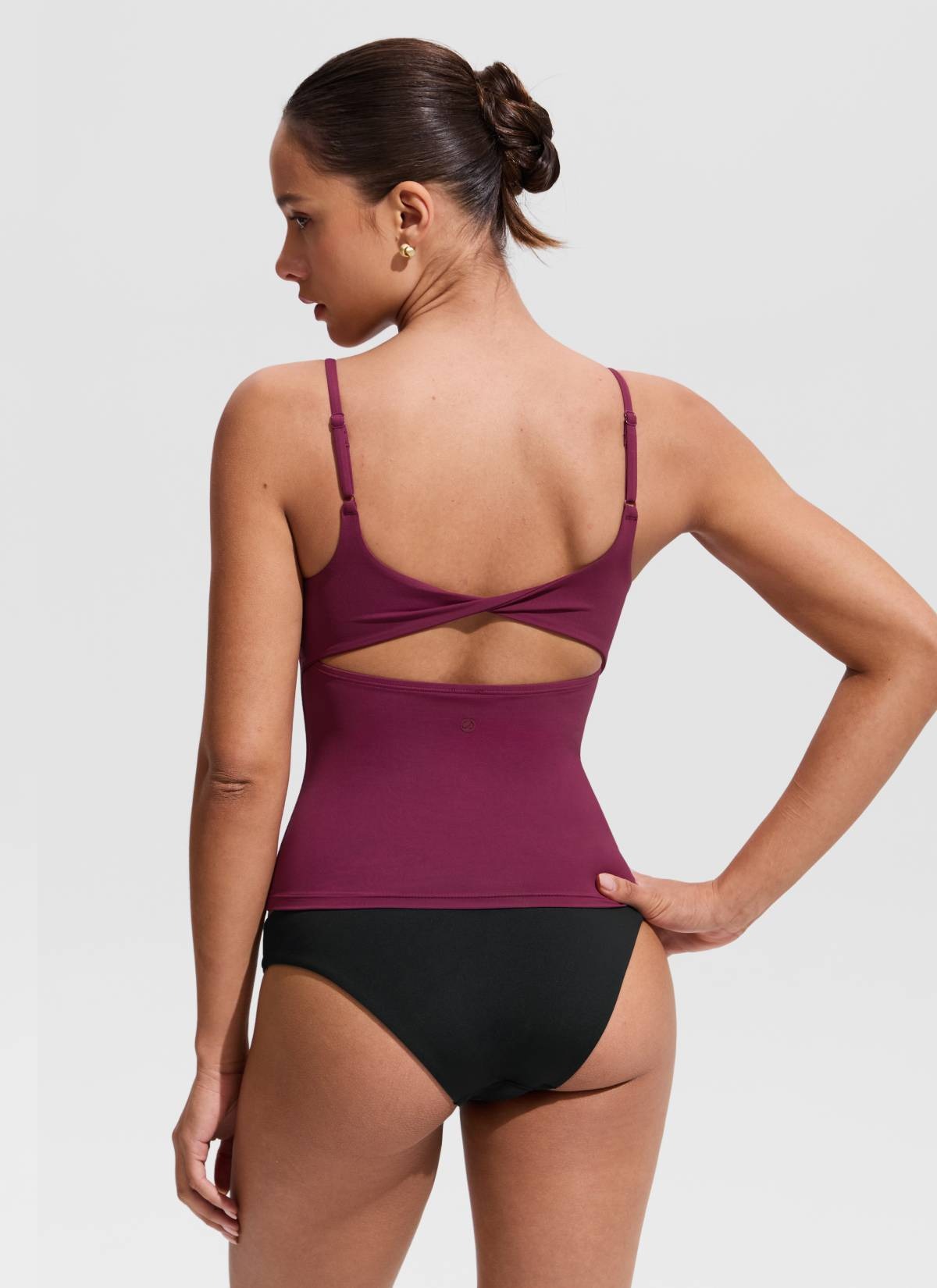 U Neck Twist Back Tankini Top