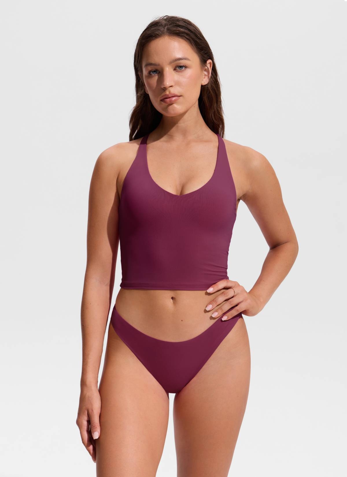 V Neck Criss Cross Back Crop Tankini