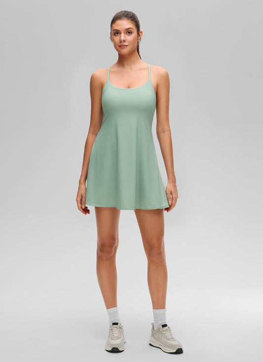 Feathery-Fit Drapey Built in Bra Liner Dress