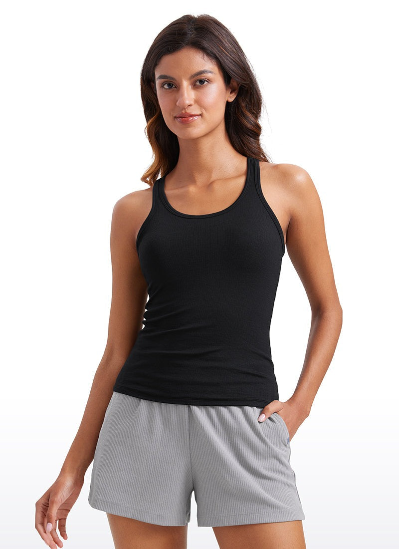 Ribbed Waist Length Modal Racerback Tank