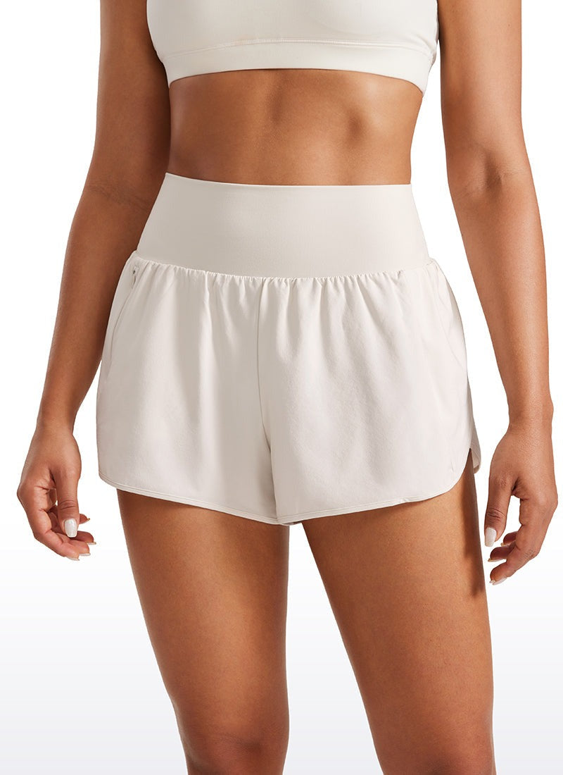Feathery-Fit Soft Ruffled Trim Shorts 3''