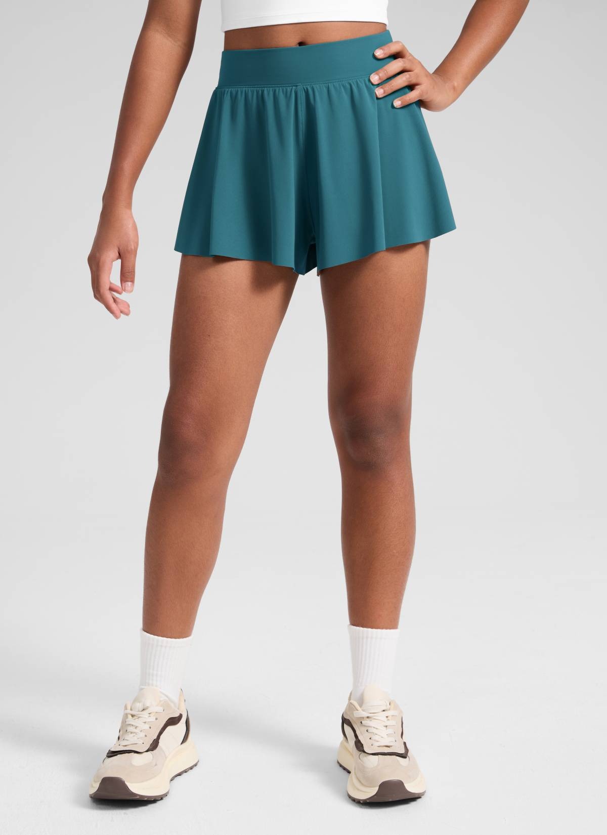 Girls High Rise 2 in 1 Flowy Sport Shorts 2.5''