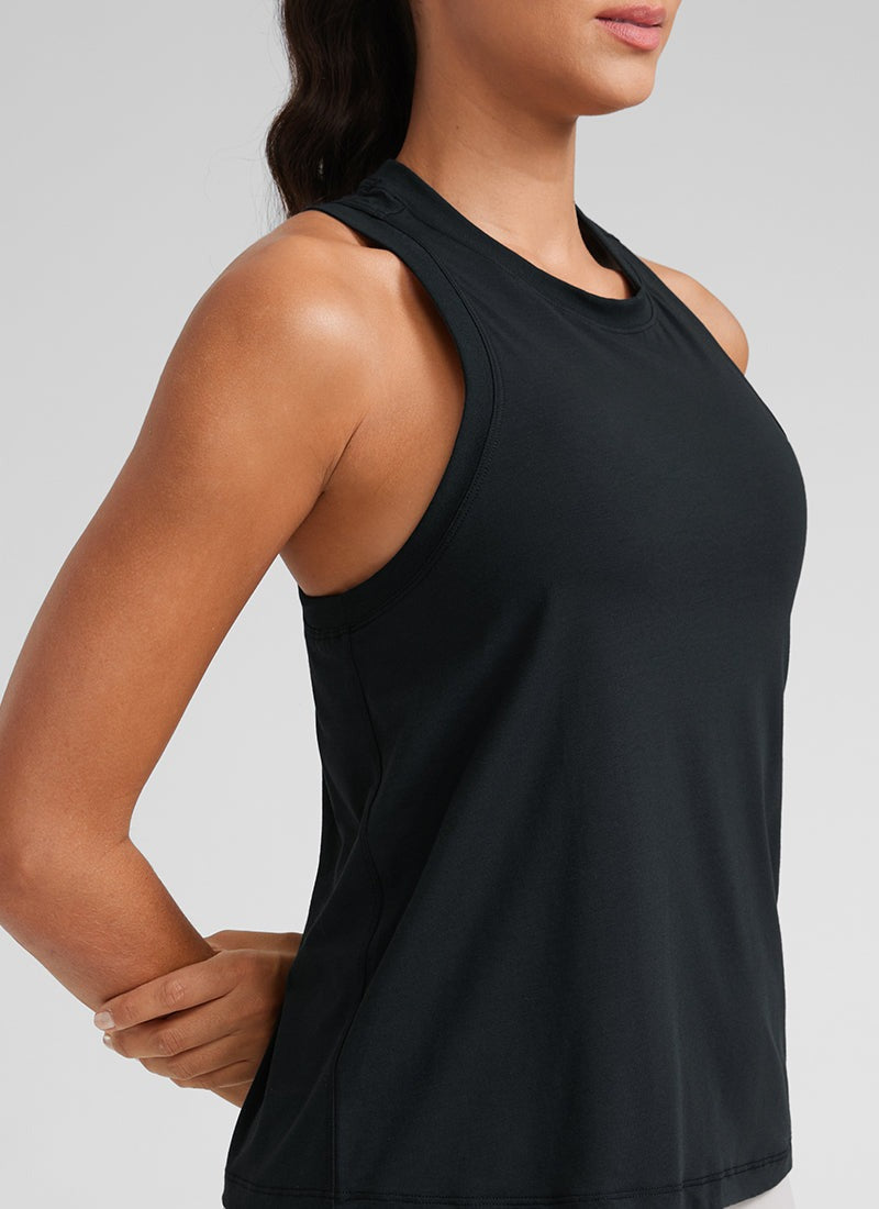 Pima Cotton Racerback High Neck Tank
