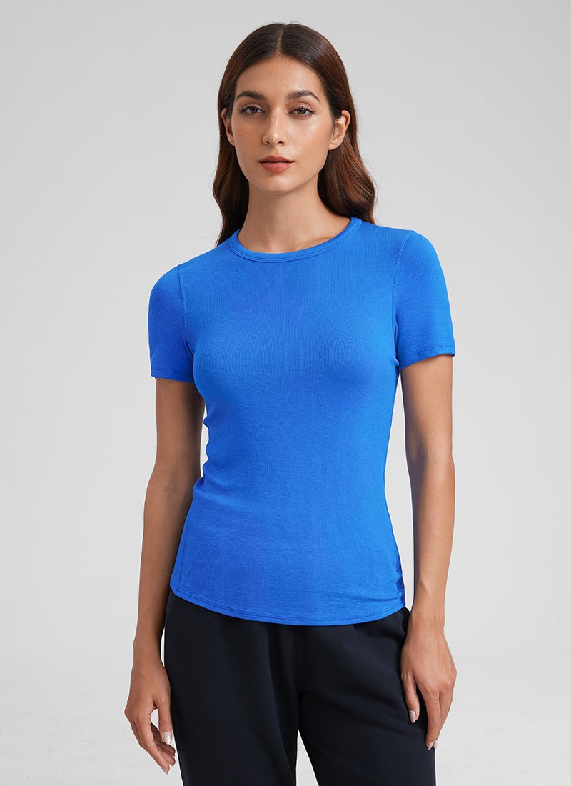 Modal Crew Neck Ribbed Short Sleeve