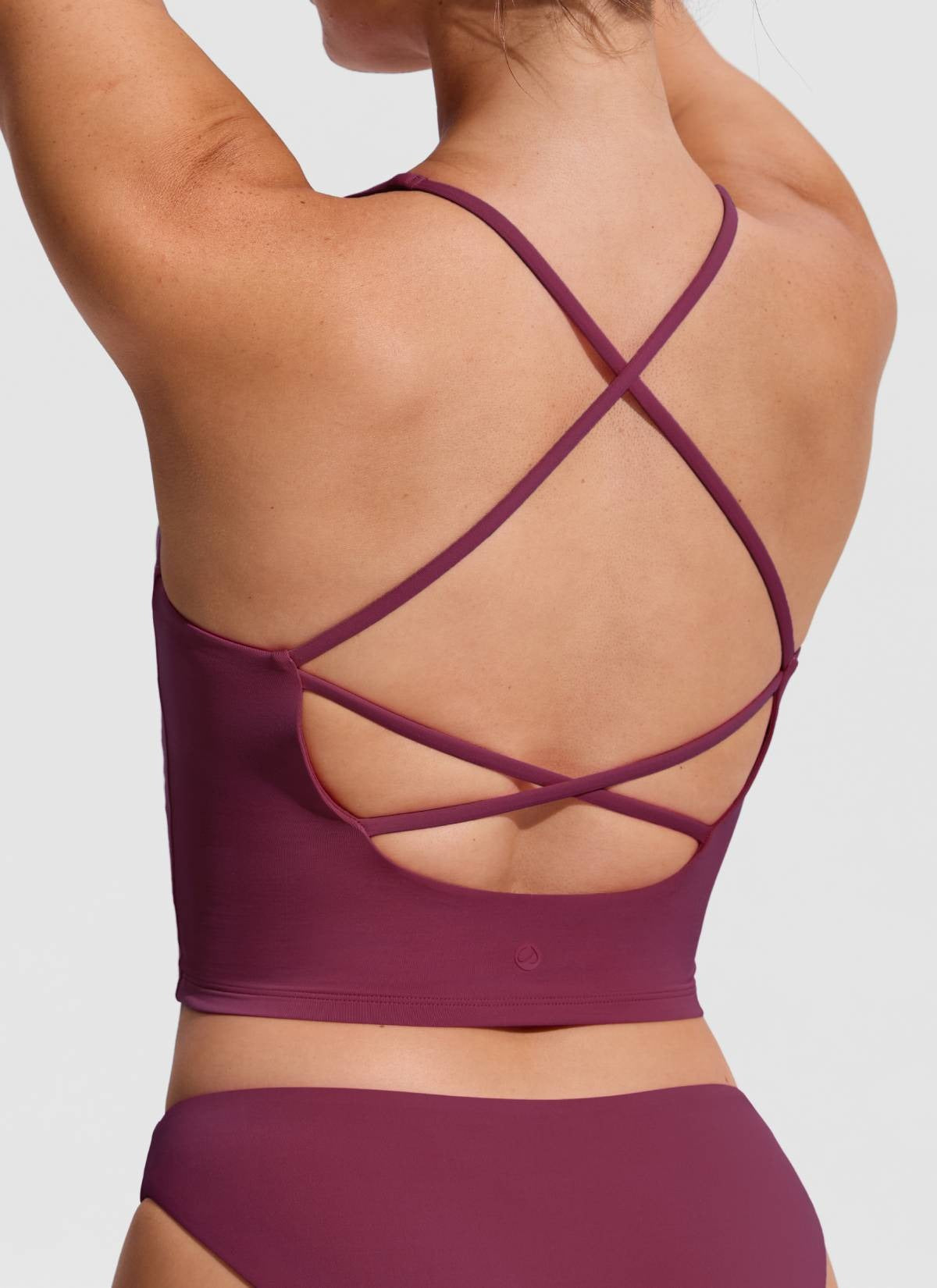 V Neck Criss Cross Back Crop Tankini