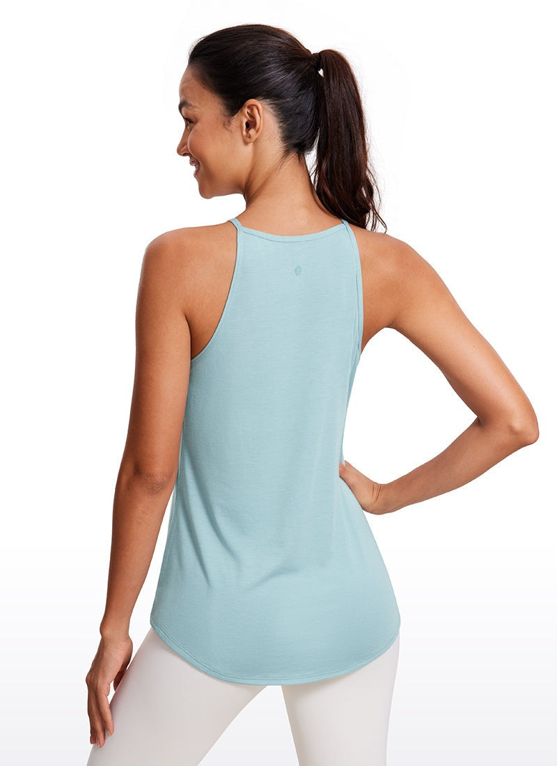 Hip Length High Neck Halter Tank