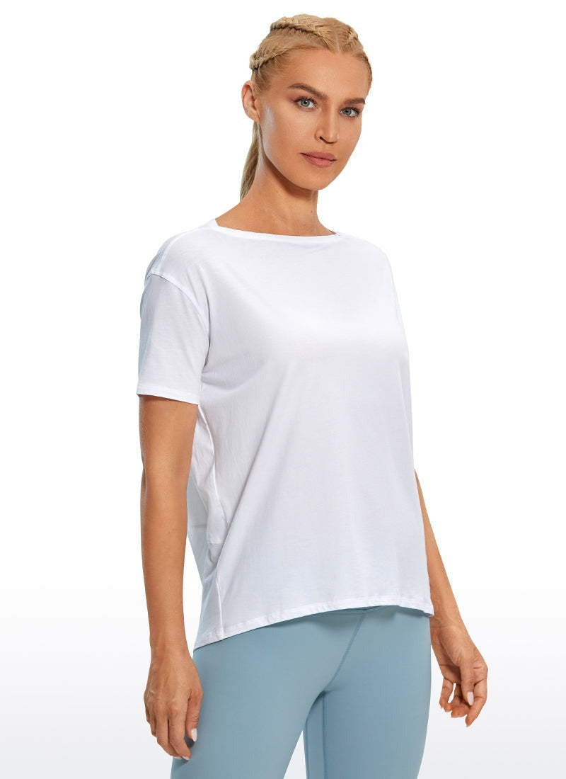 Pima Cotton Boat Neck Short Sleeve