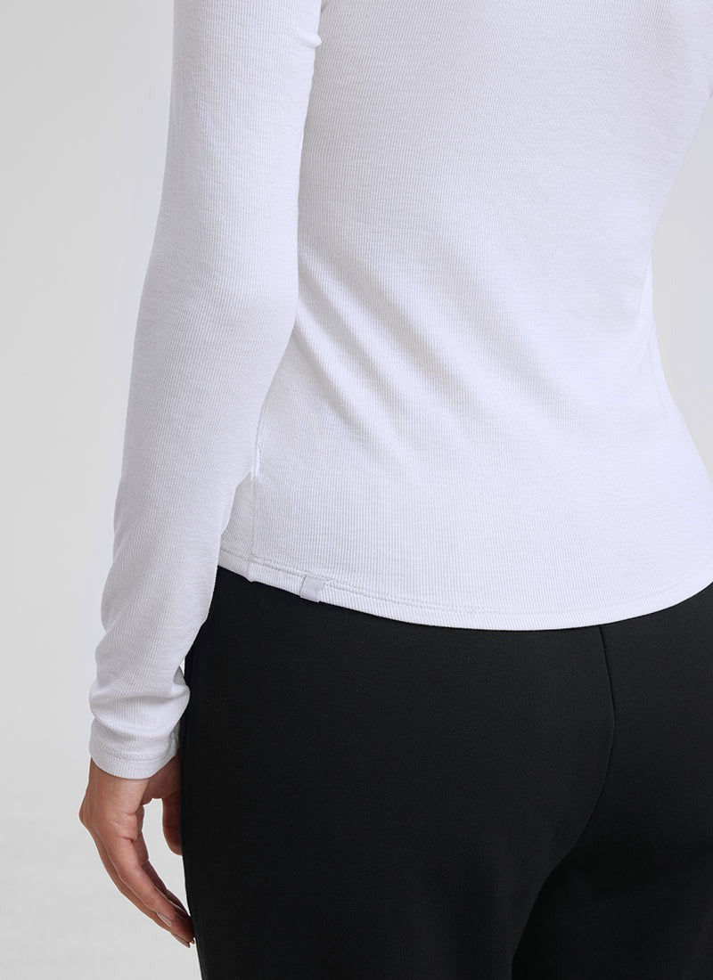 Ribbed Modal Henley Long Sleeve