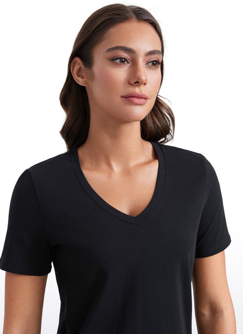 Pima Cotton Pro V Neck Short Sleeve