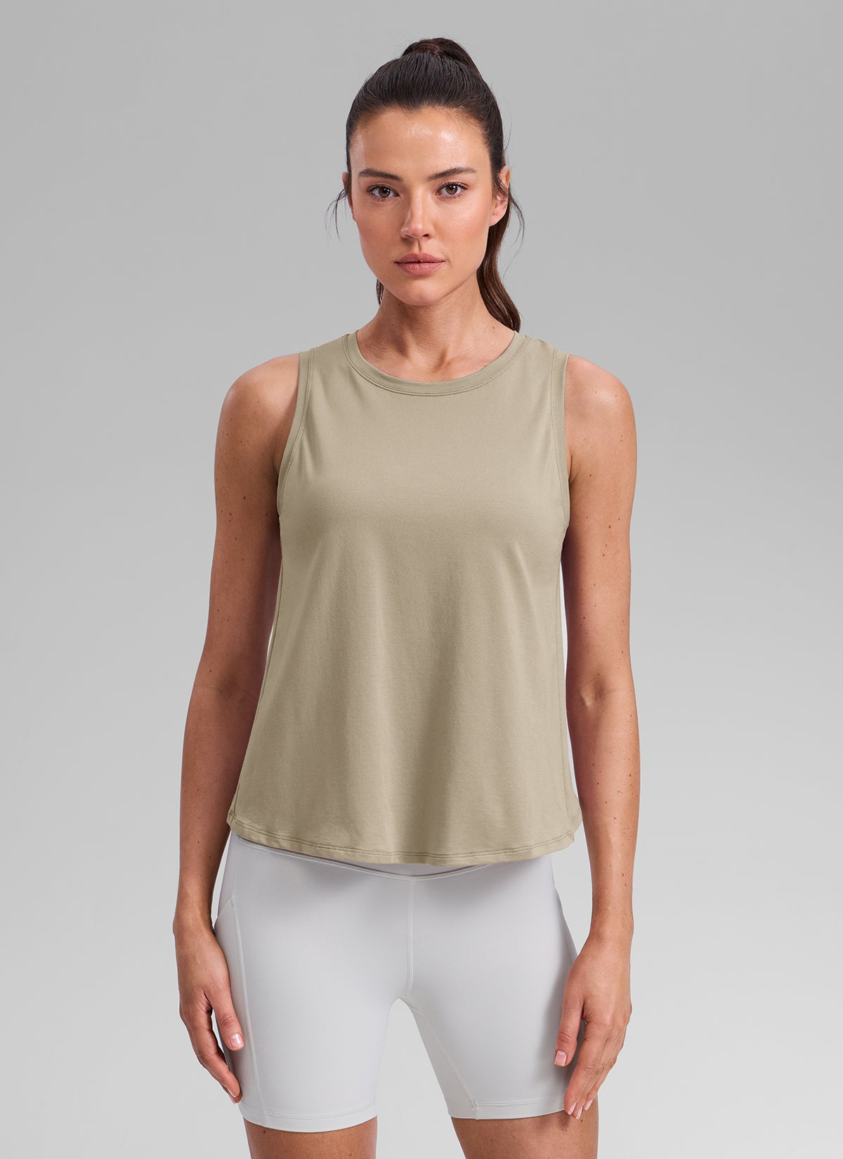 Poly Cotton-Blend Open Split Back Tank