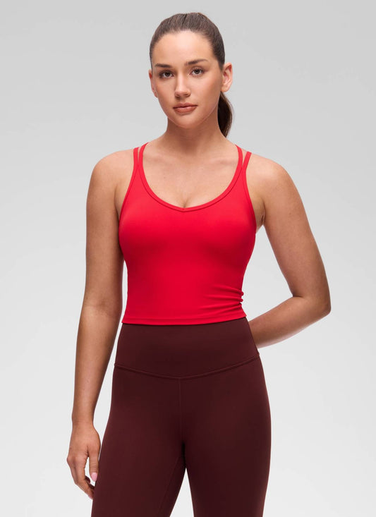 Butterluxe V Neck Cross Back Built in Bra Tank