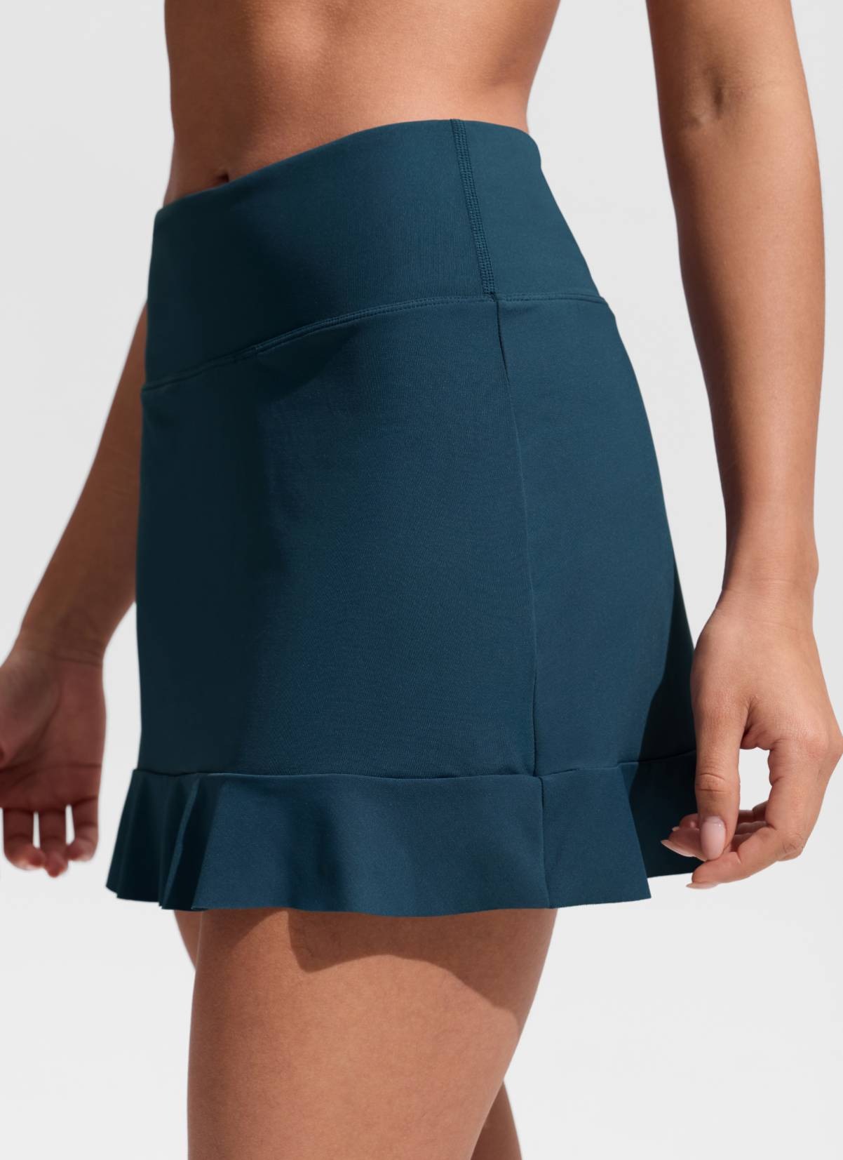 High Rise Ruffle Built in Brief Swim Skirt