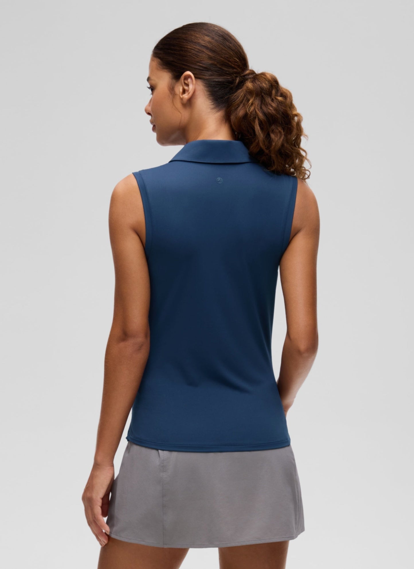 Hip Length Slim Fit Sleeveless Polo