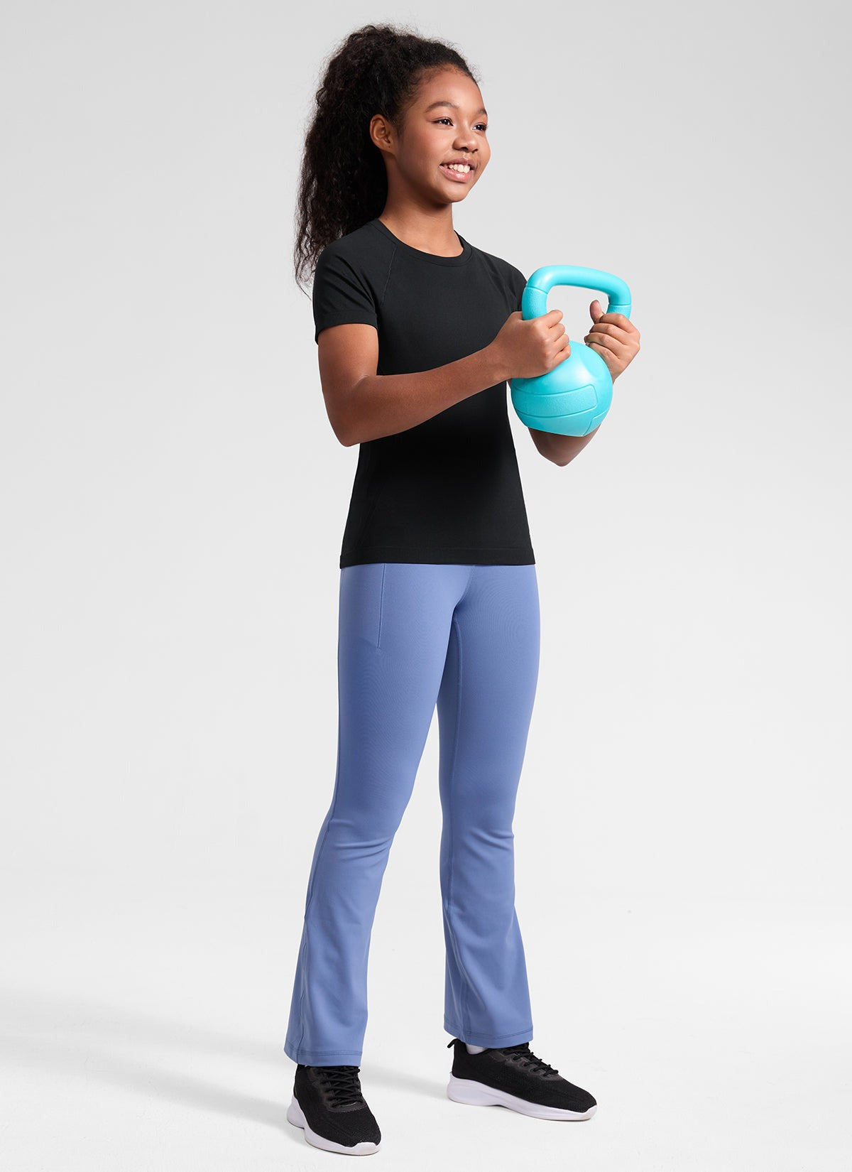 Girls Seamless Hip Length Short Sleeve