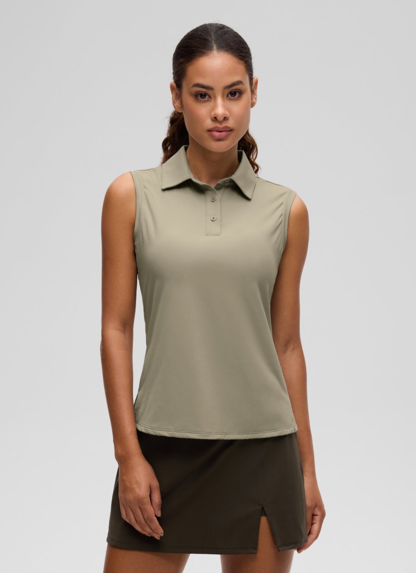 Hip Length Slim Fit Sleeveless Polo