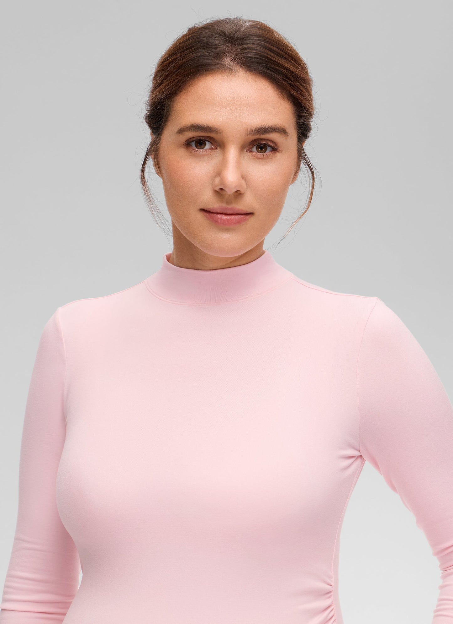 Cloud Jersey Maternity Mock Neck Ruched Shirt