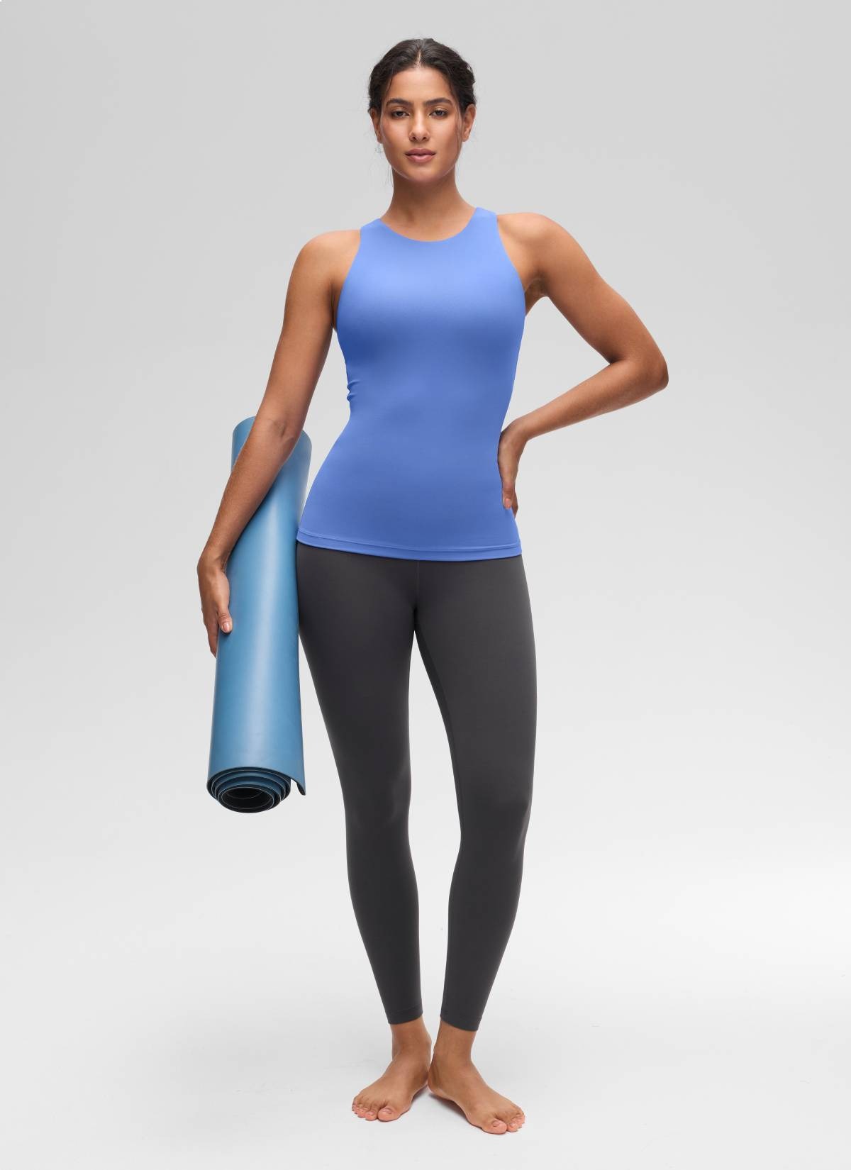Butterluxe Hip Length Built-in Bra Tanks High Neck