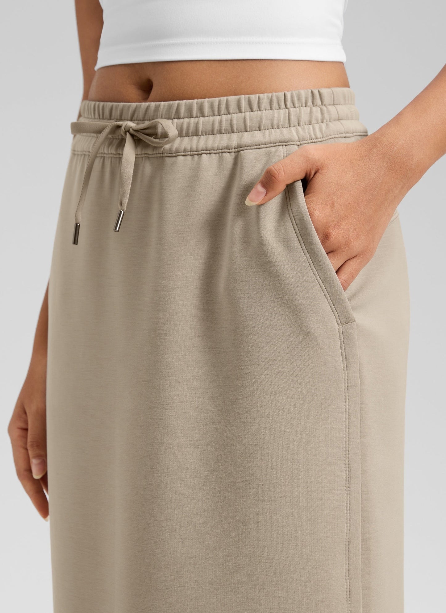 SoftAura Side Slit Hem Midi Pencil Skirt