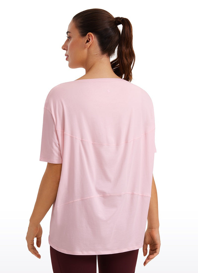 Pima Cotton Boat Neck Short Sleeve