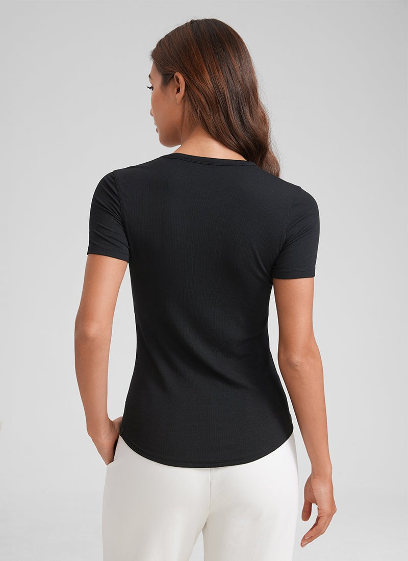 Modal Crew Neck Ribbed Short Sleeve