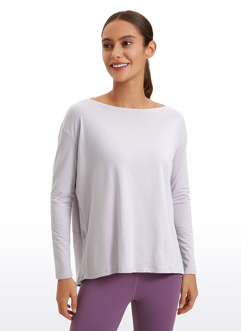 Pima Cotton Boat Neck Long Sleeve