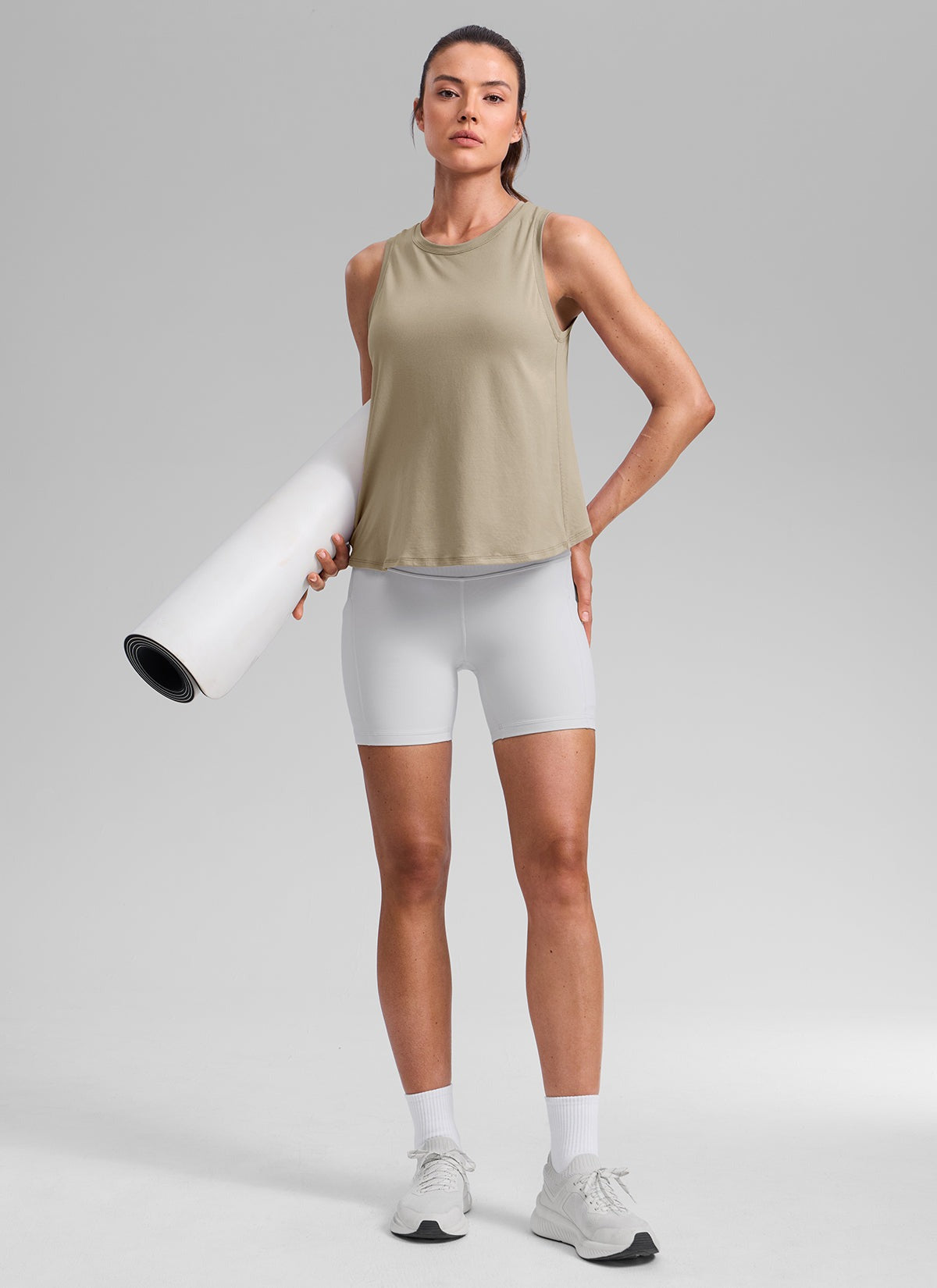 Poly Cotton-Blend Open Split Back Tank