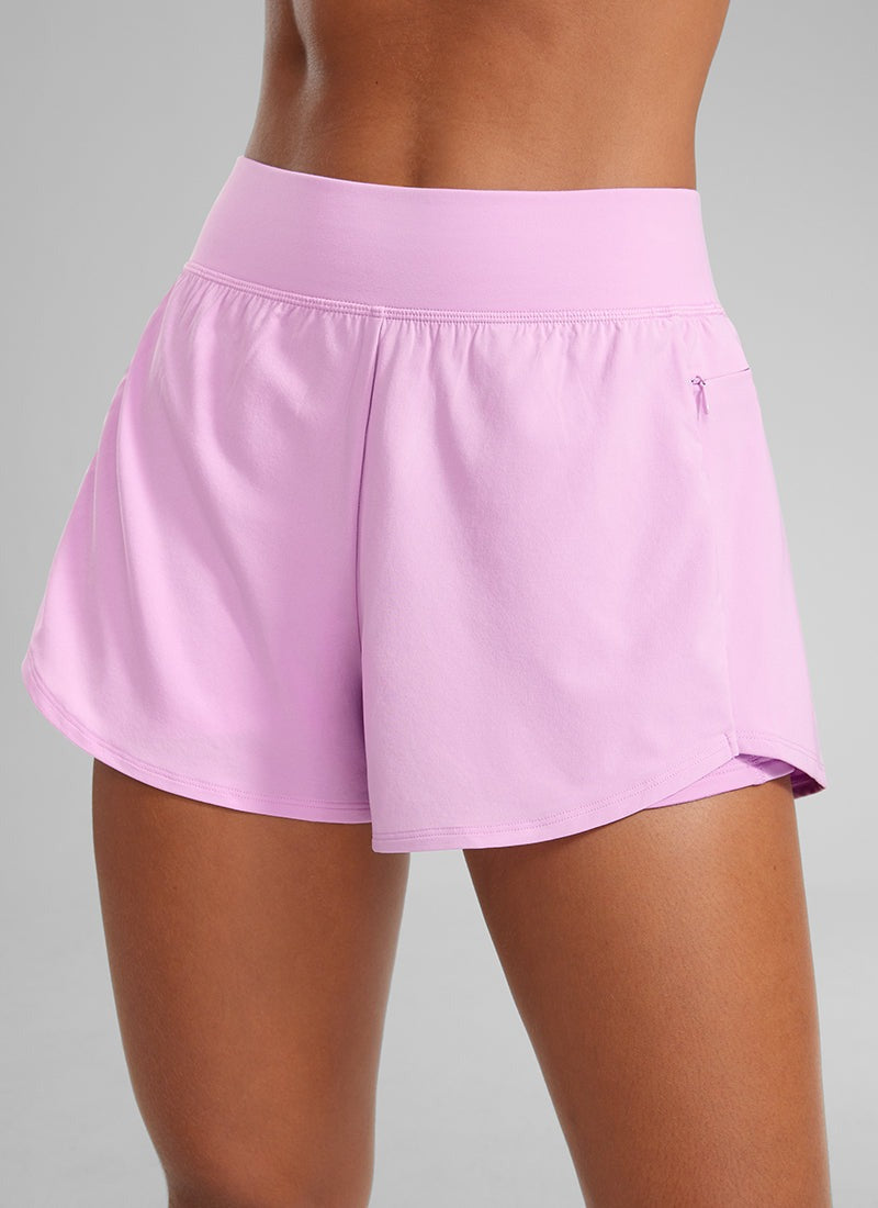 Feathery-Fit Soft 2 in 1 Zip Pocket Shorts 3"