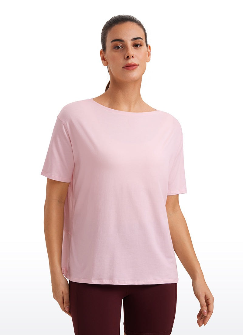 Pima Cotton Boat Neck Short Sleeve