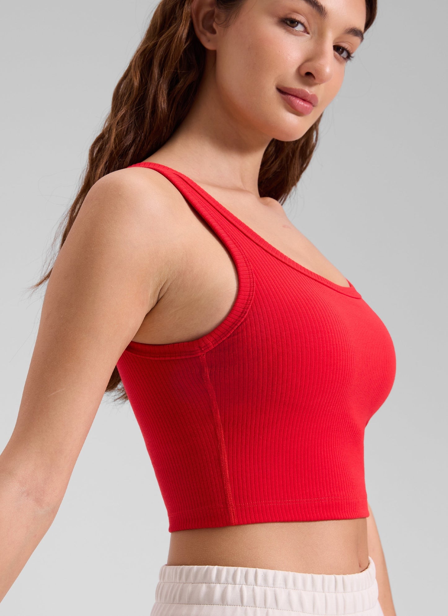 Ribbed U Neck Built in Bra Tank