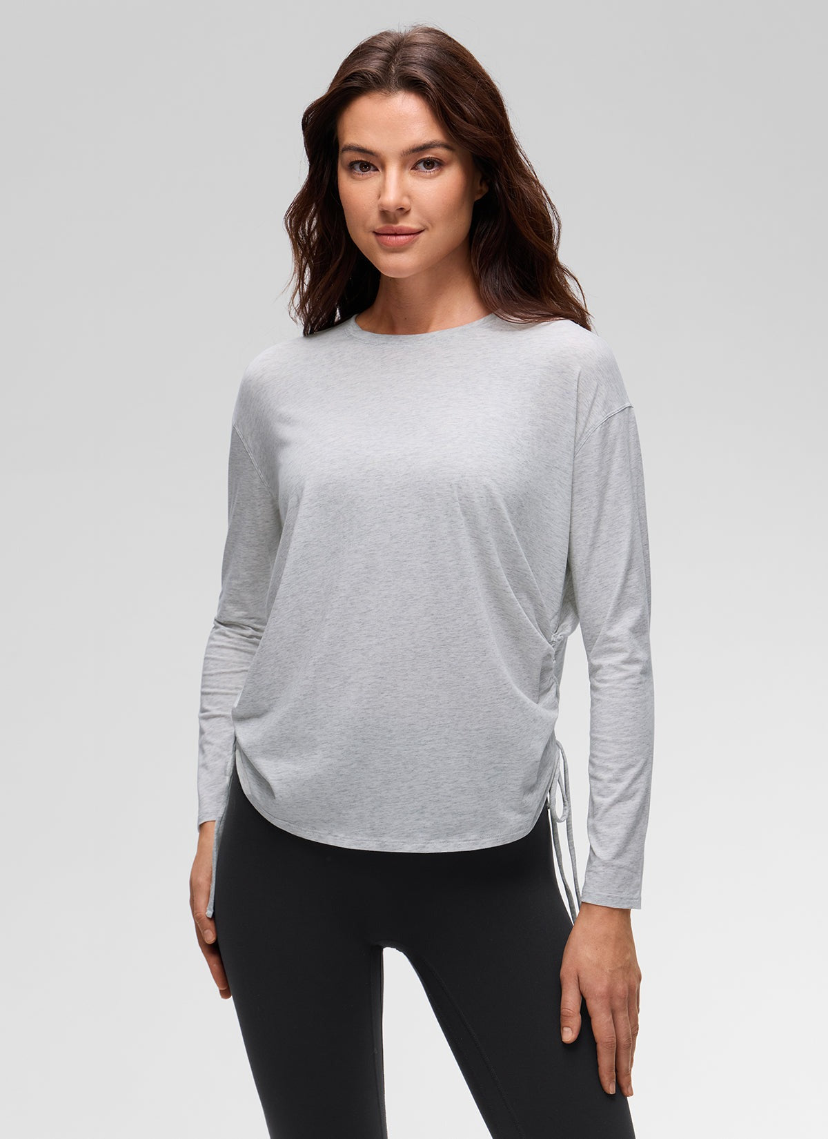 Pima Cotton Hip Length Ruched Long Sleeve