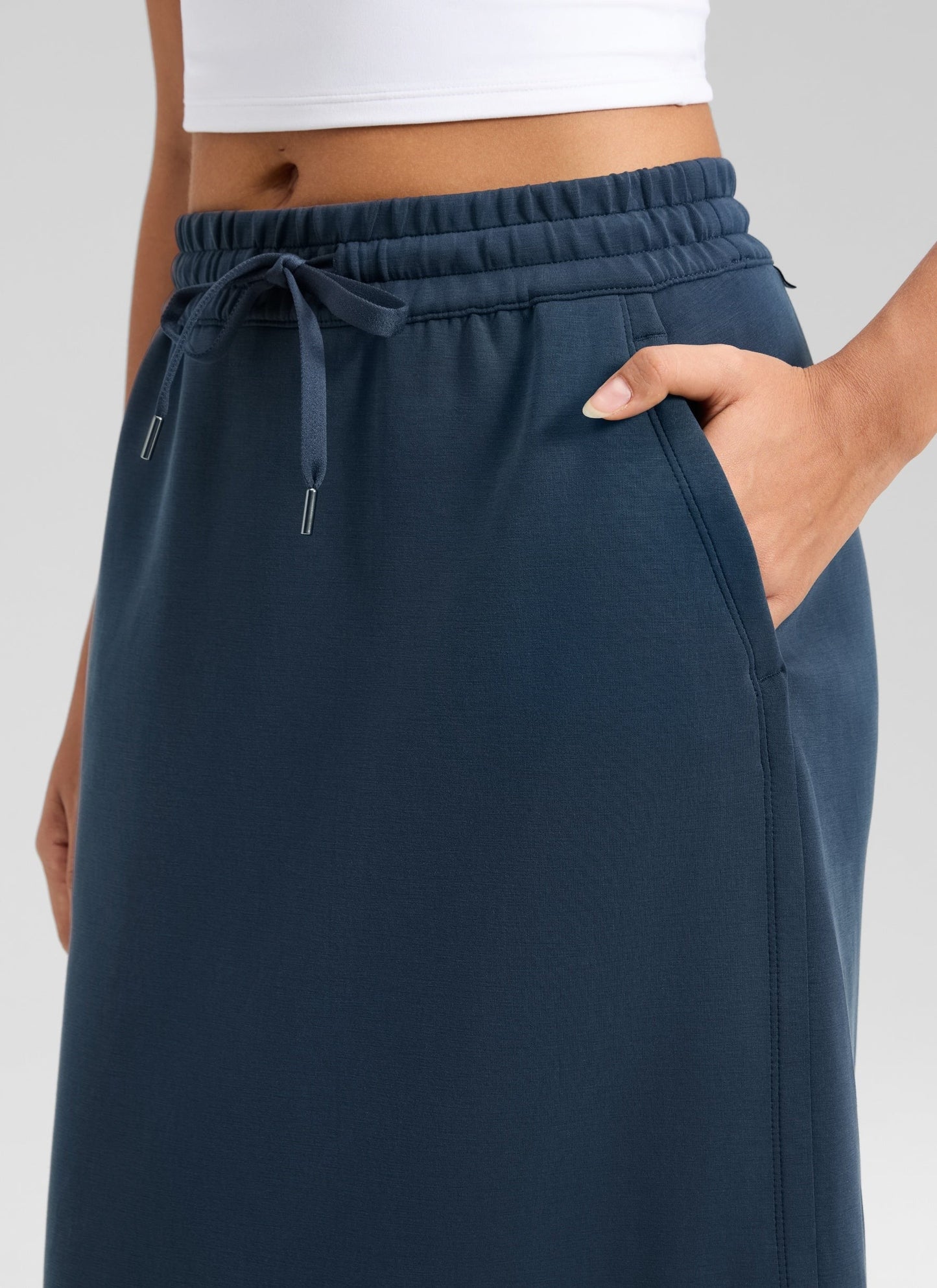 SoftAura Side Slit Hem Midi Pencil Skirt