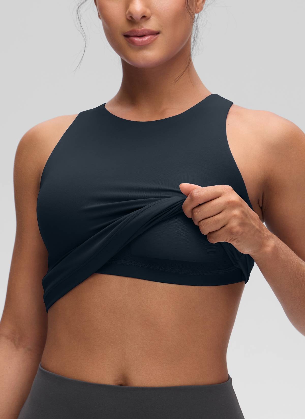 Butterluxe Hip Length Built-in Bra Tanks High Neck