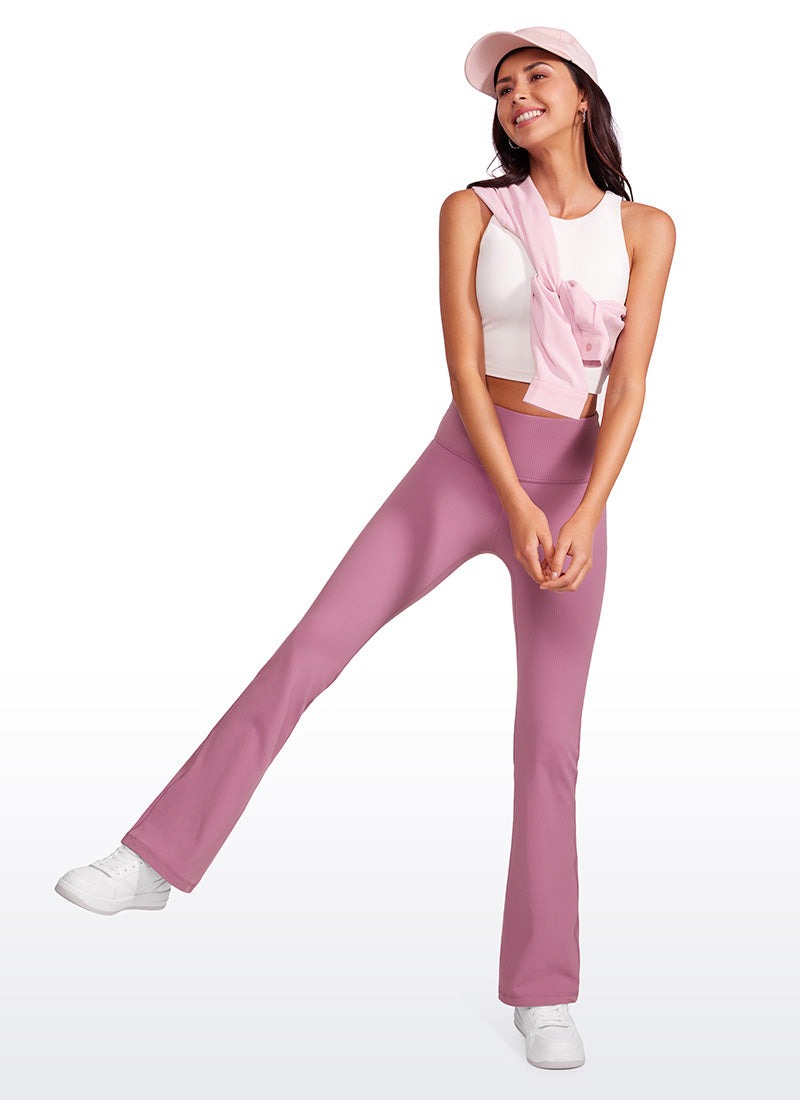 Ribbed High Waist Pocket Flare Leggings 31"