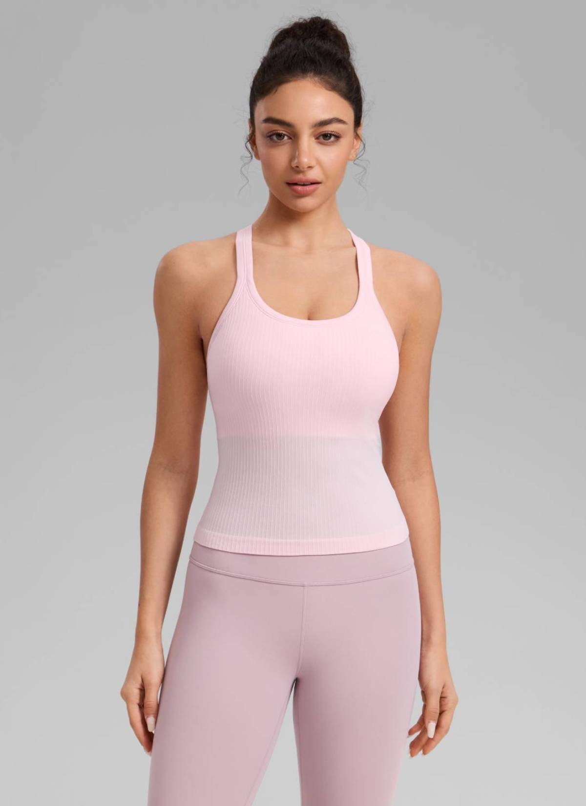 Seamless Racerback Built in Bra Ribbed Tank