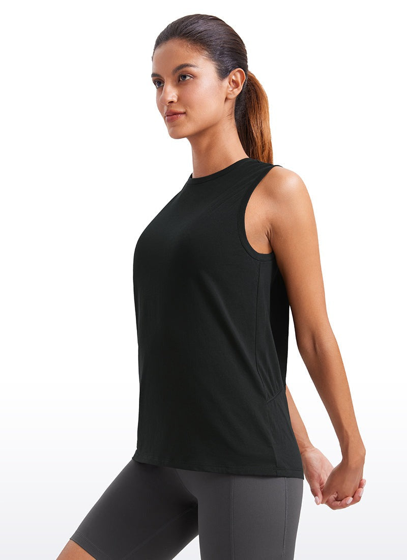 Pima Cotton Hip Length High Neck Tank
