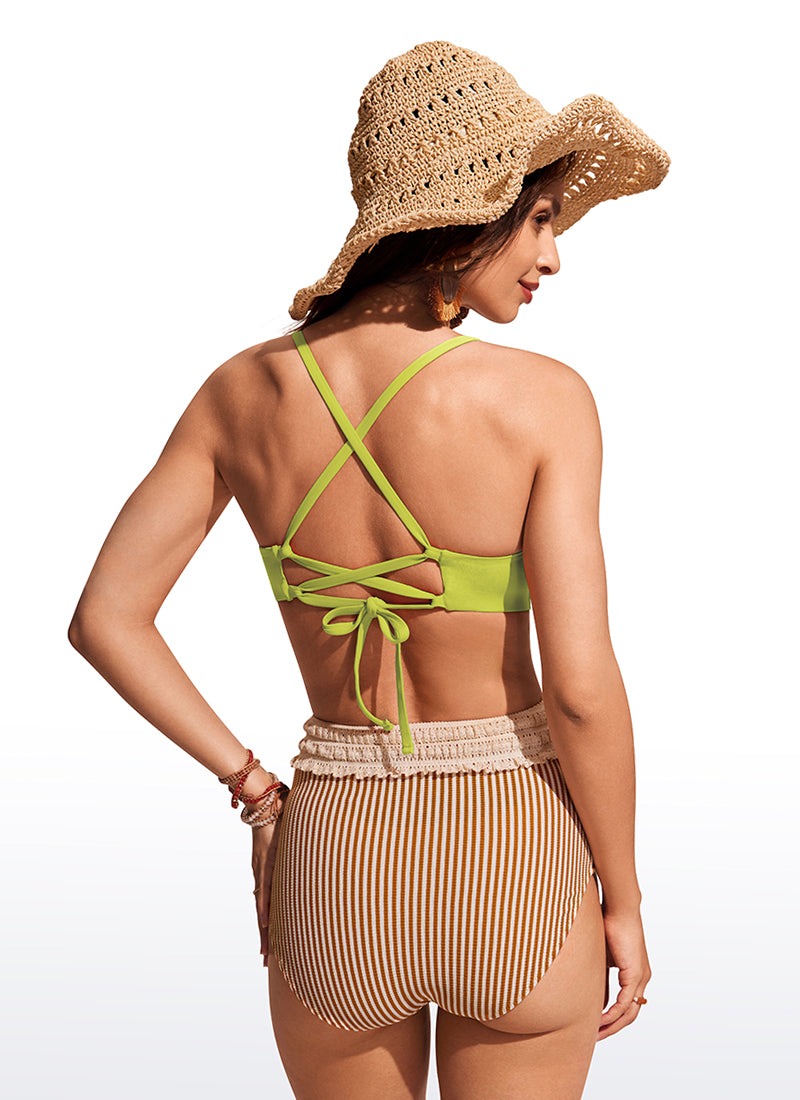 Sunshine Lace Up Strappy Bikini Top