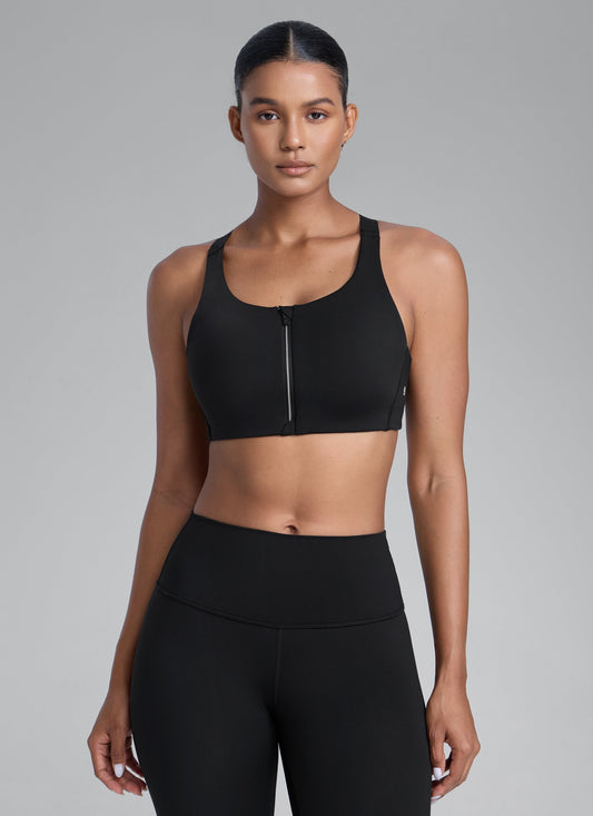 Zip Front High Impact Sports Bra
