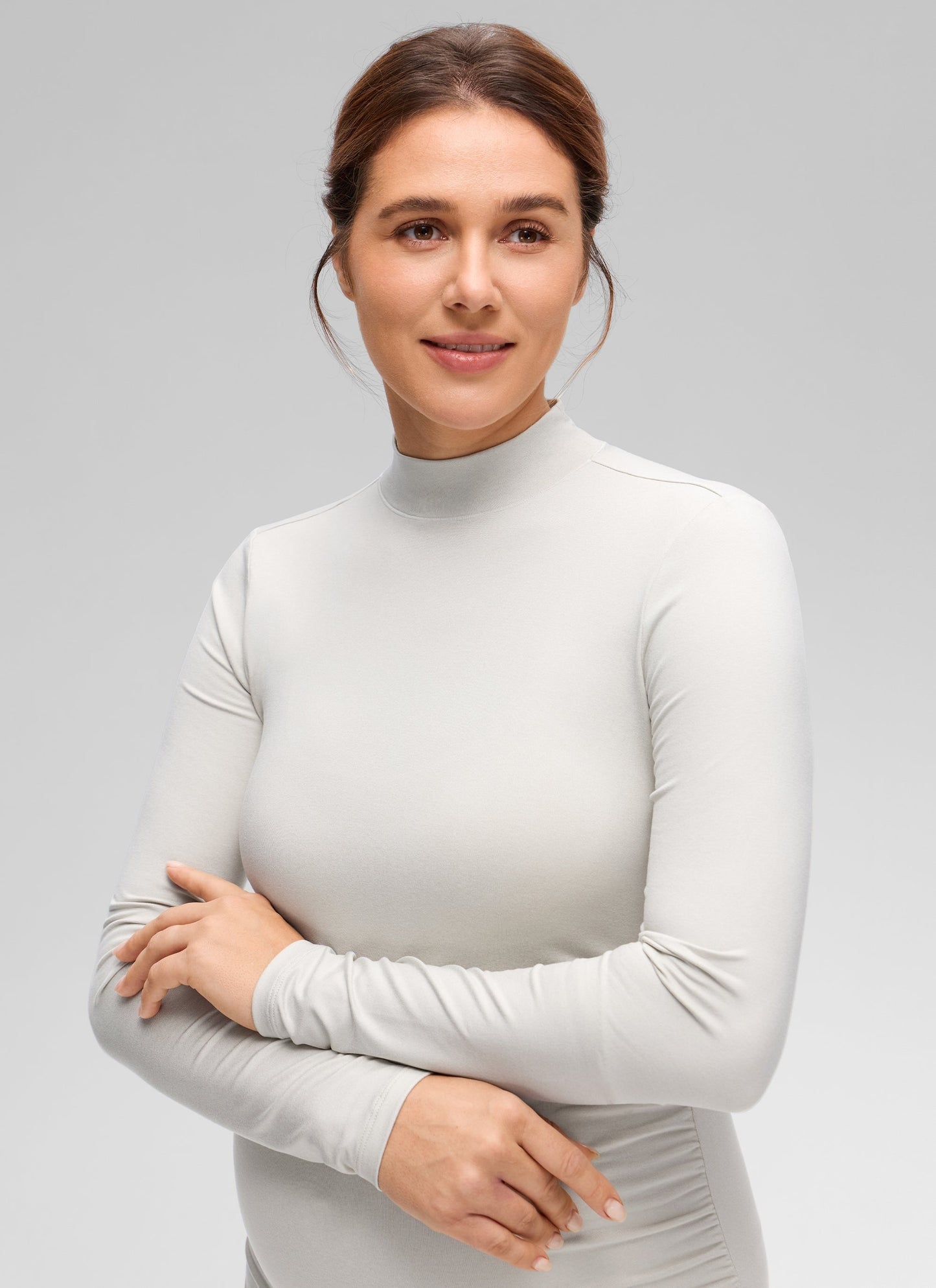 Cloud Jersey Maternity Mock Neck Ruched Shirt