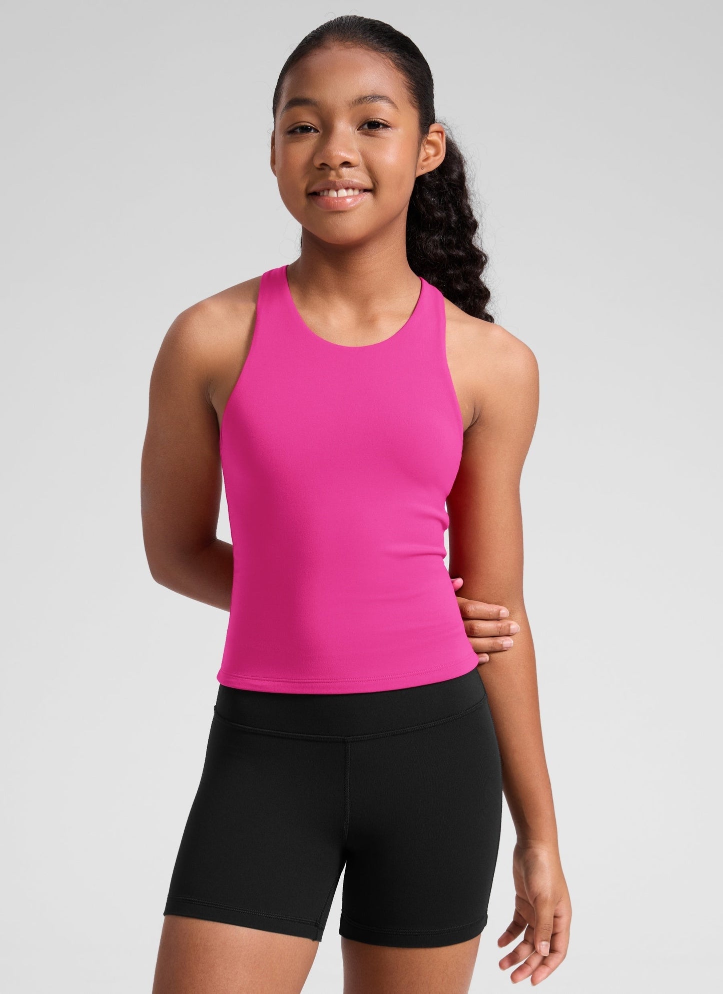Butterluxe Girls Double Lined Racerback Tank Tops Waist Length