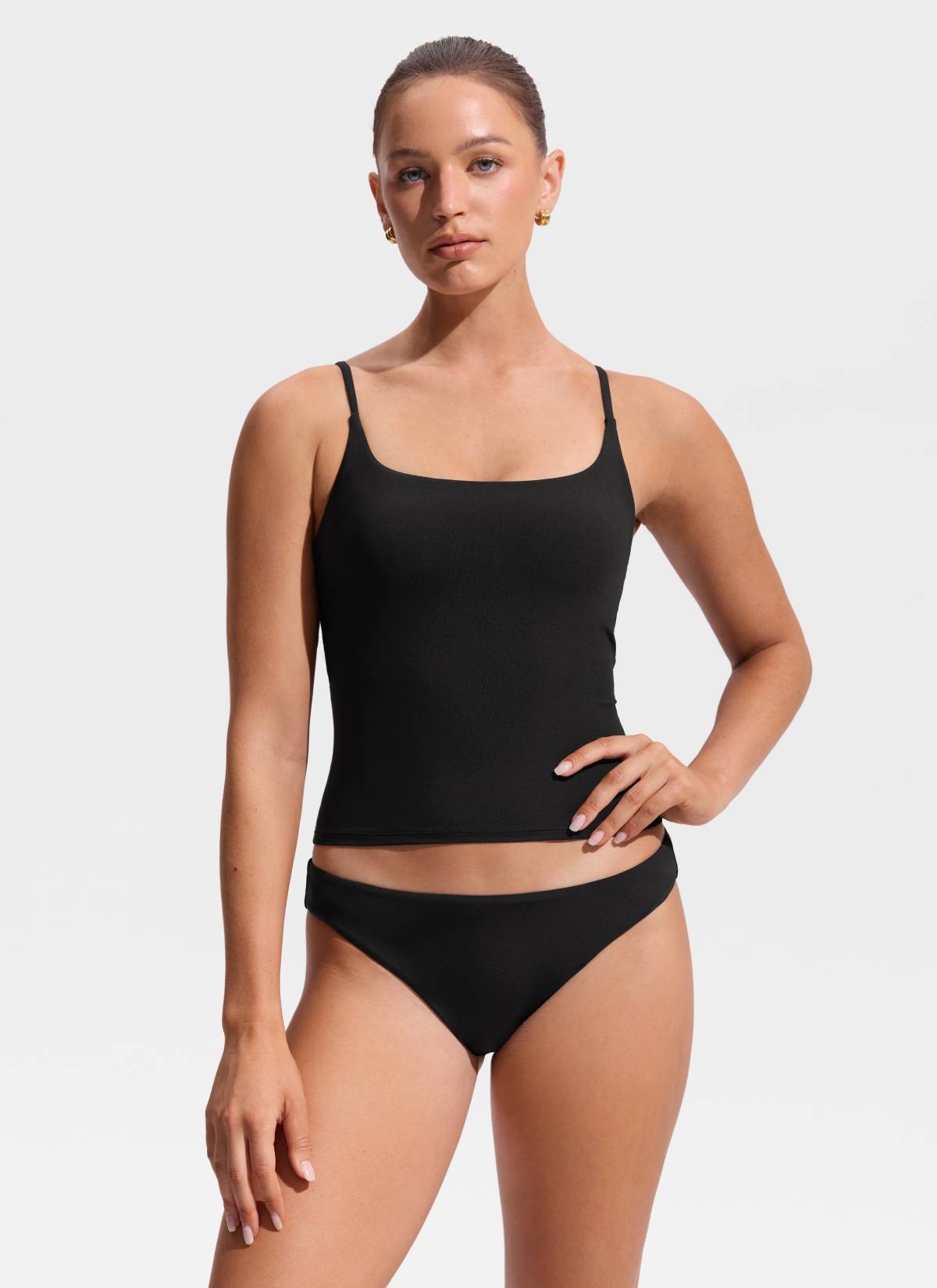 U Neck Twist Back Tankini Top