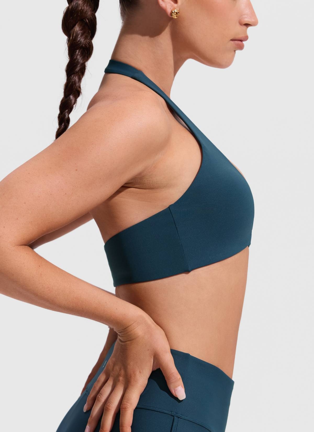 Ruched Front Halter Bikini Top