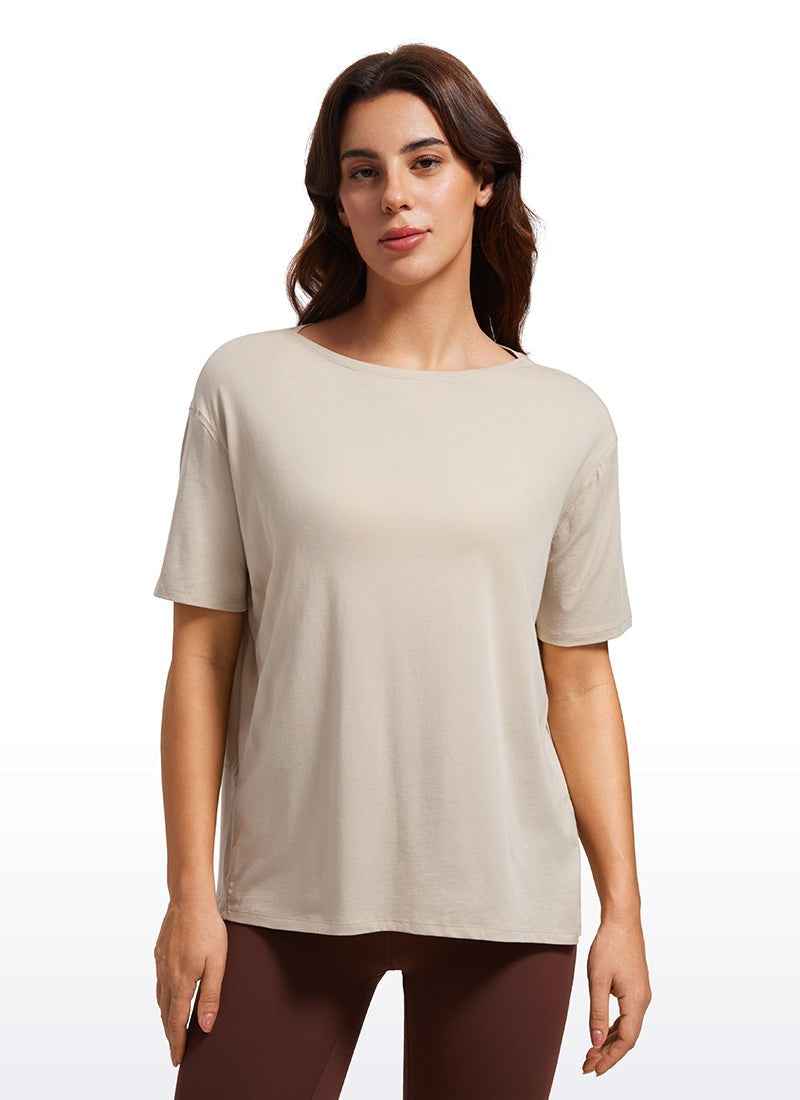 Pima Cotton Boat Neck Short Sleeve