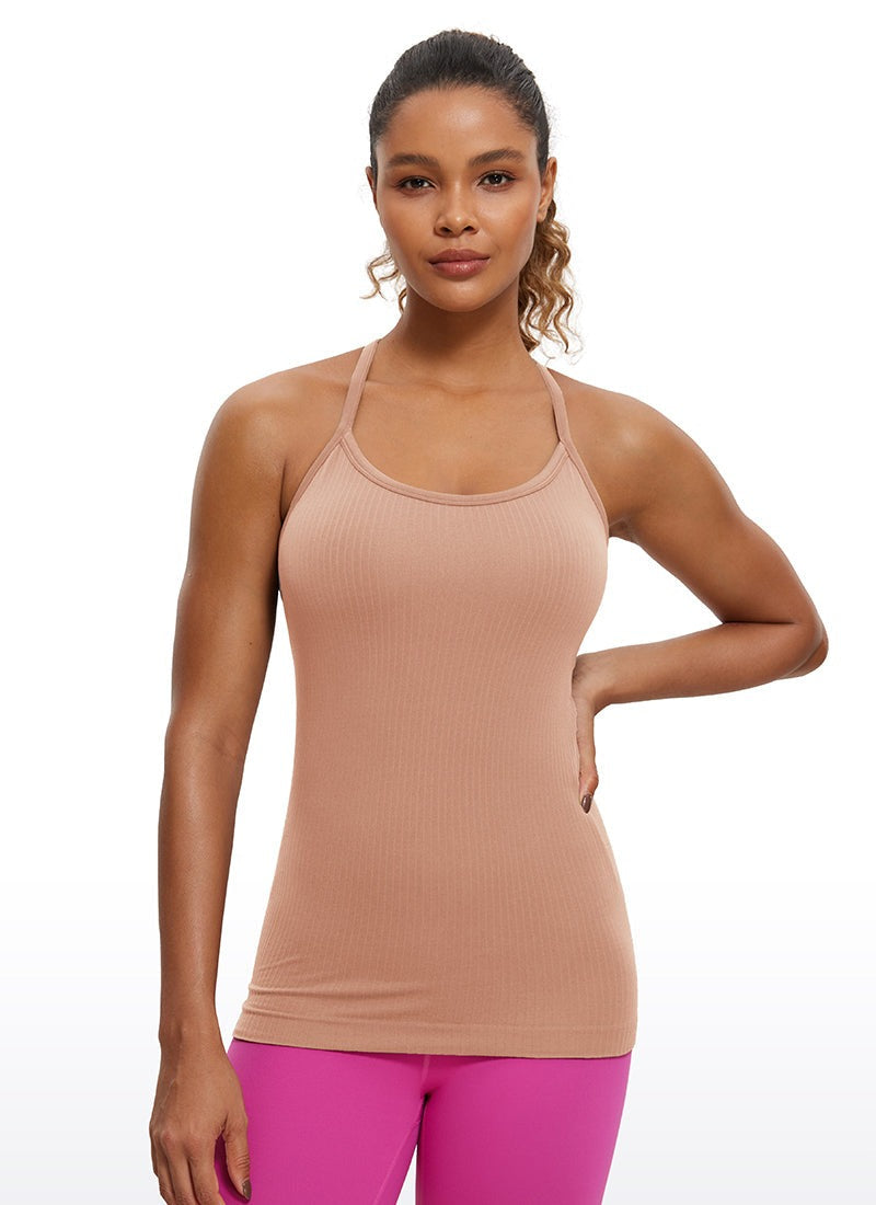 Speedy Seamless Built in Bra Pure color Tank