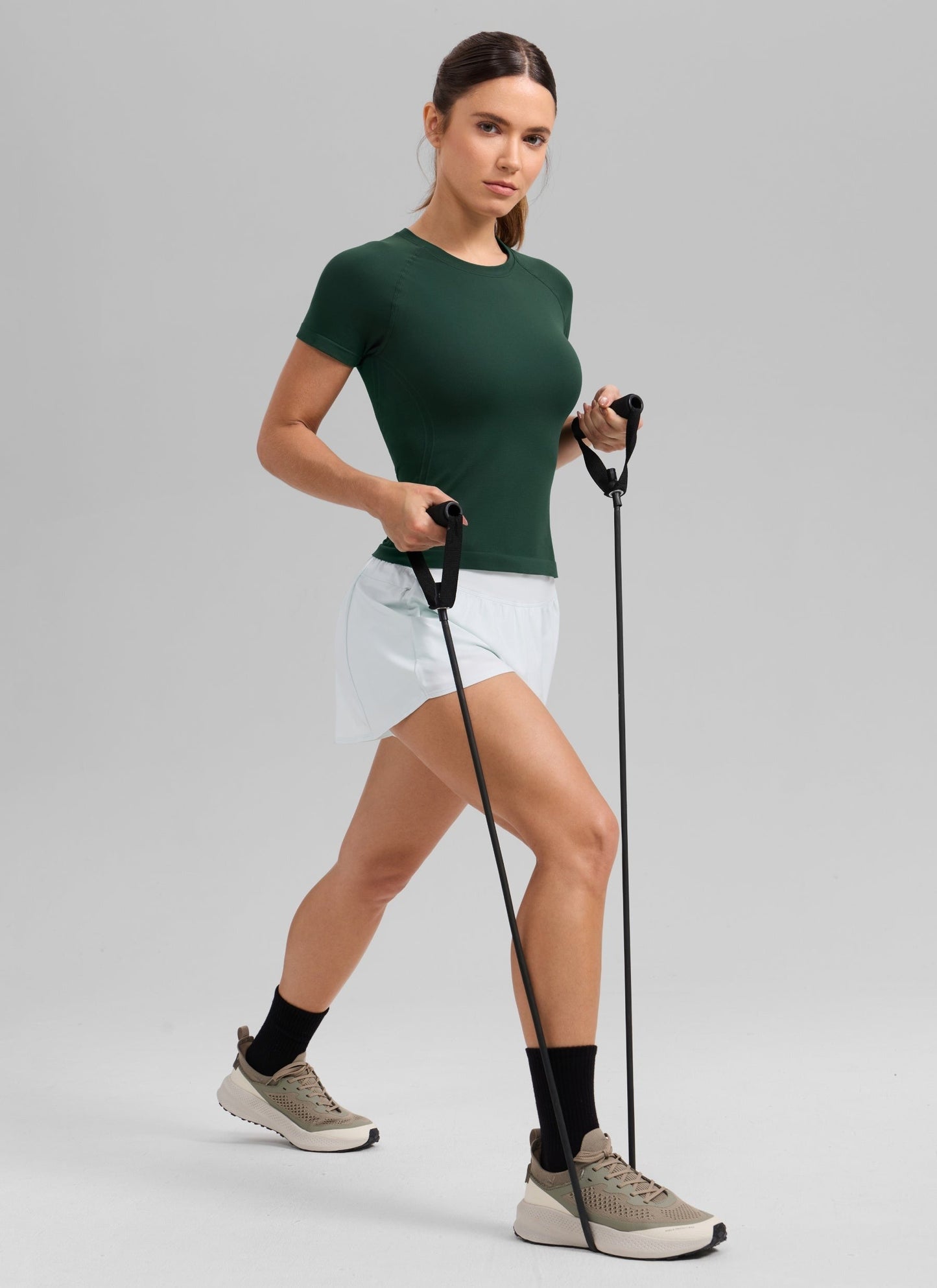 Seamless Waist Length Crewneck Short Sleeve