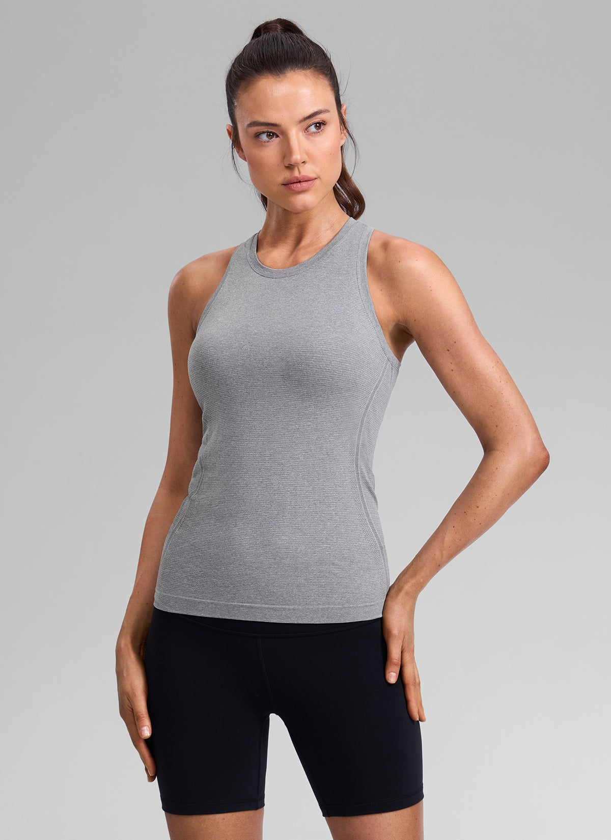 Seamless Racerback High Crewneck Hip Tank