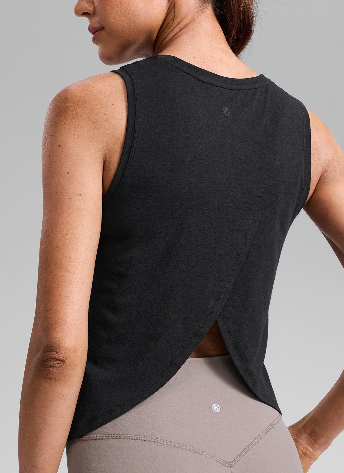 Poly Cotton-Blend Open Split Back Tank