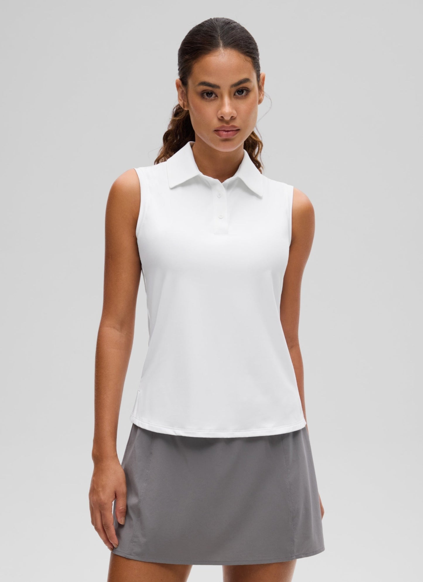 Hip Length Slim Fit Sleeveless Polo