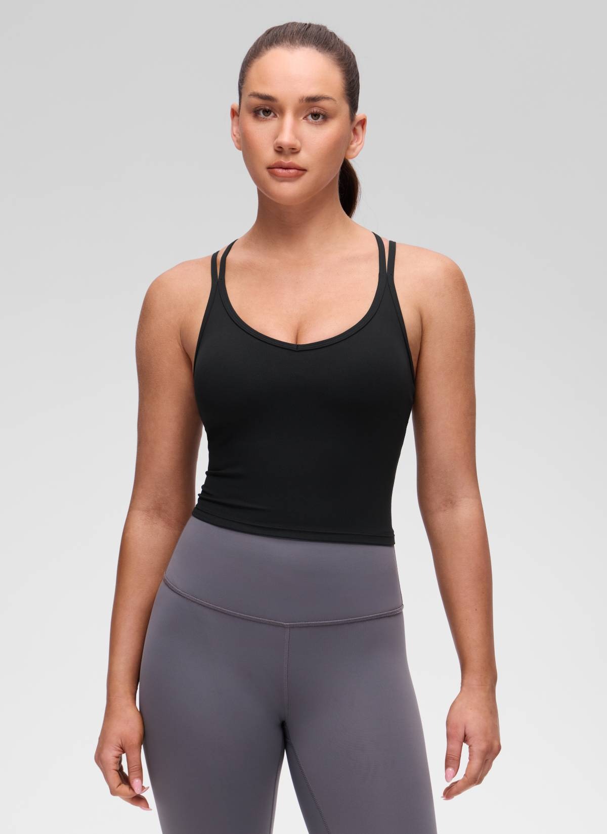 Butterluxe V Neck Cross Back Built in Bra Tank