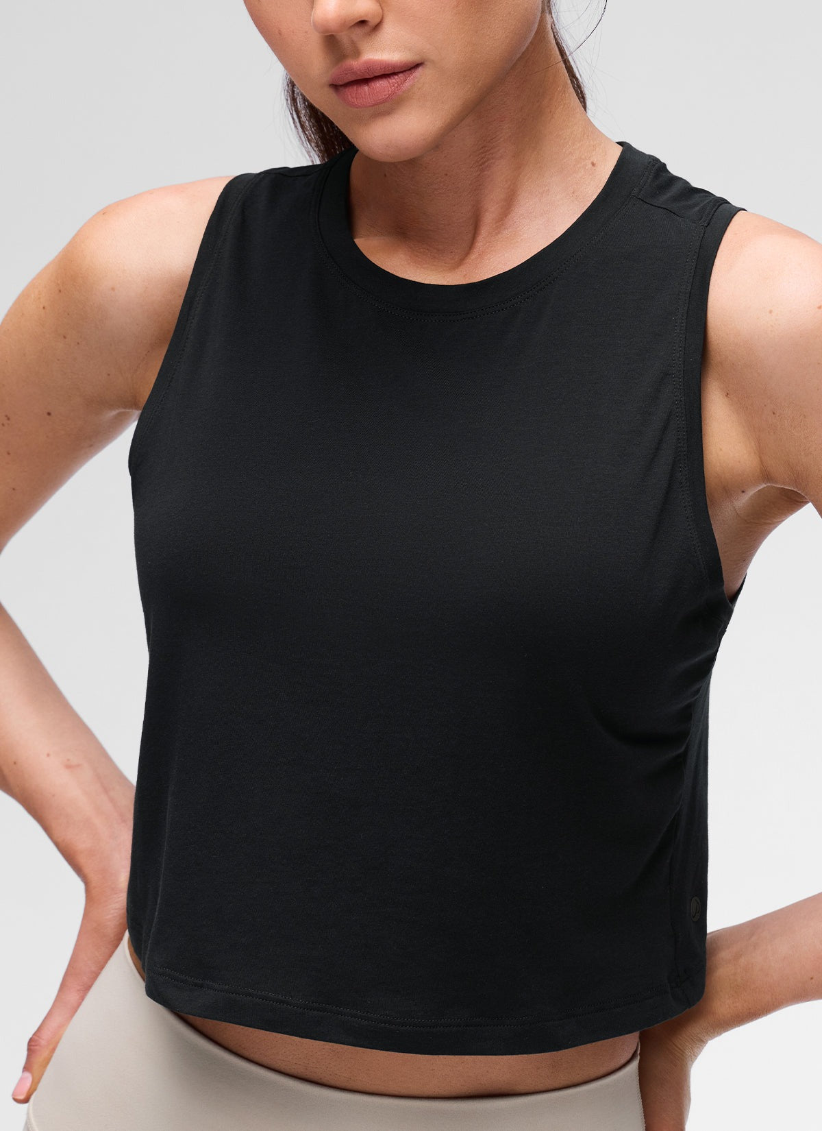 Pima Cotton Crewneck Crop Tank
